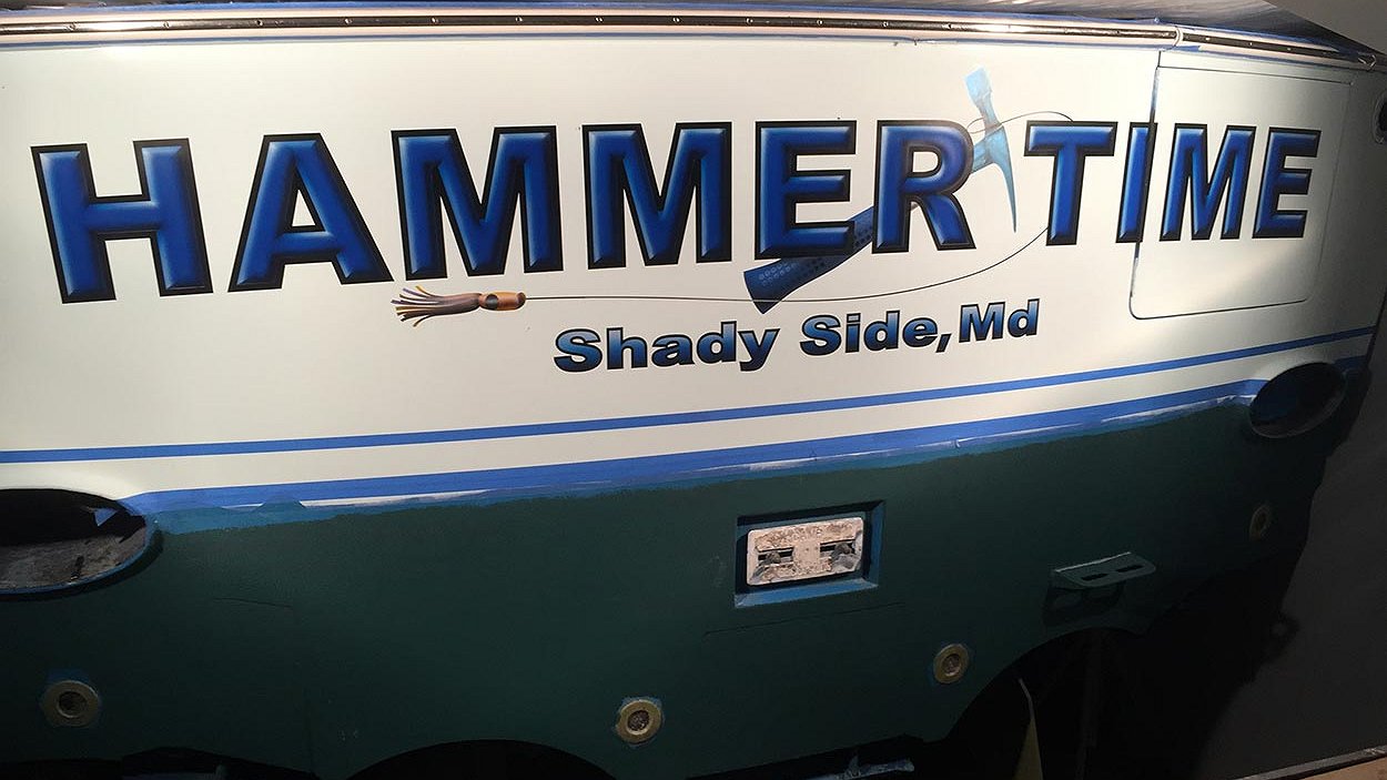 Hammer Time, Shady Side Maryland Boat Transom | BOATS 