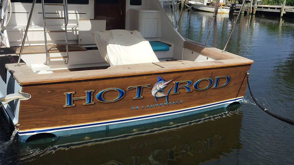 Hot Rod, Ft. Lauderdale Boat Transom BOATS TRANSOM ARTWORK PAINTING