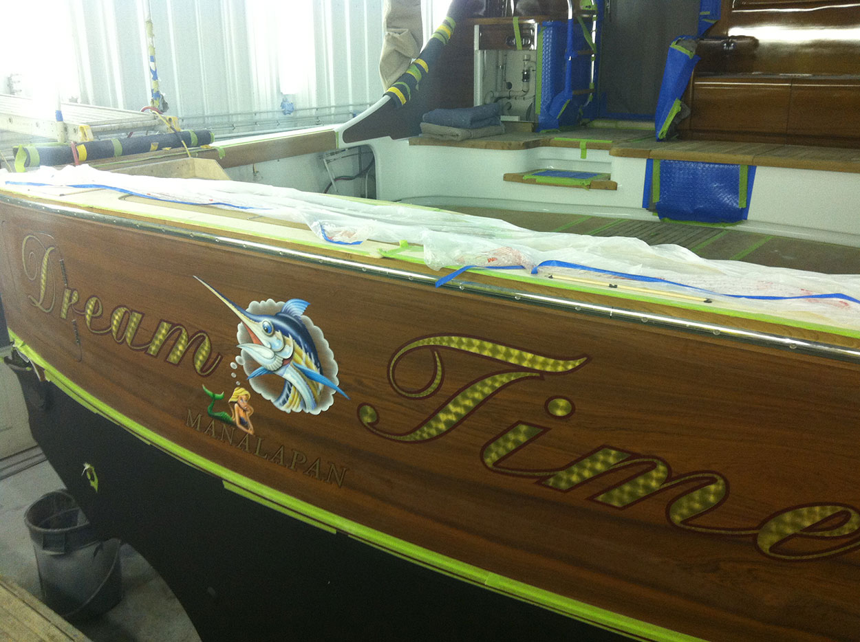 Dream Time, Manalapan Boat Transom BOATS TRANSOM ARTWORK PAINTING