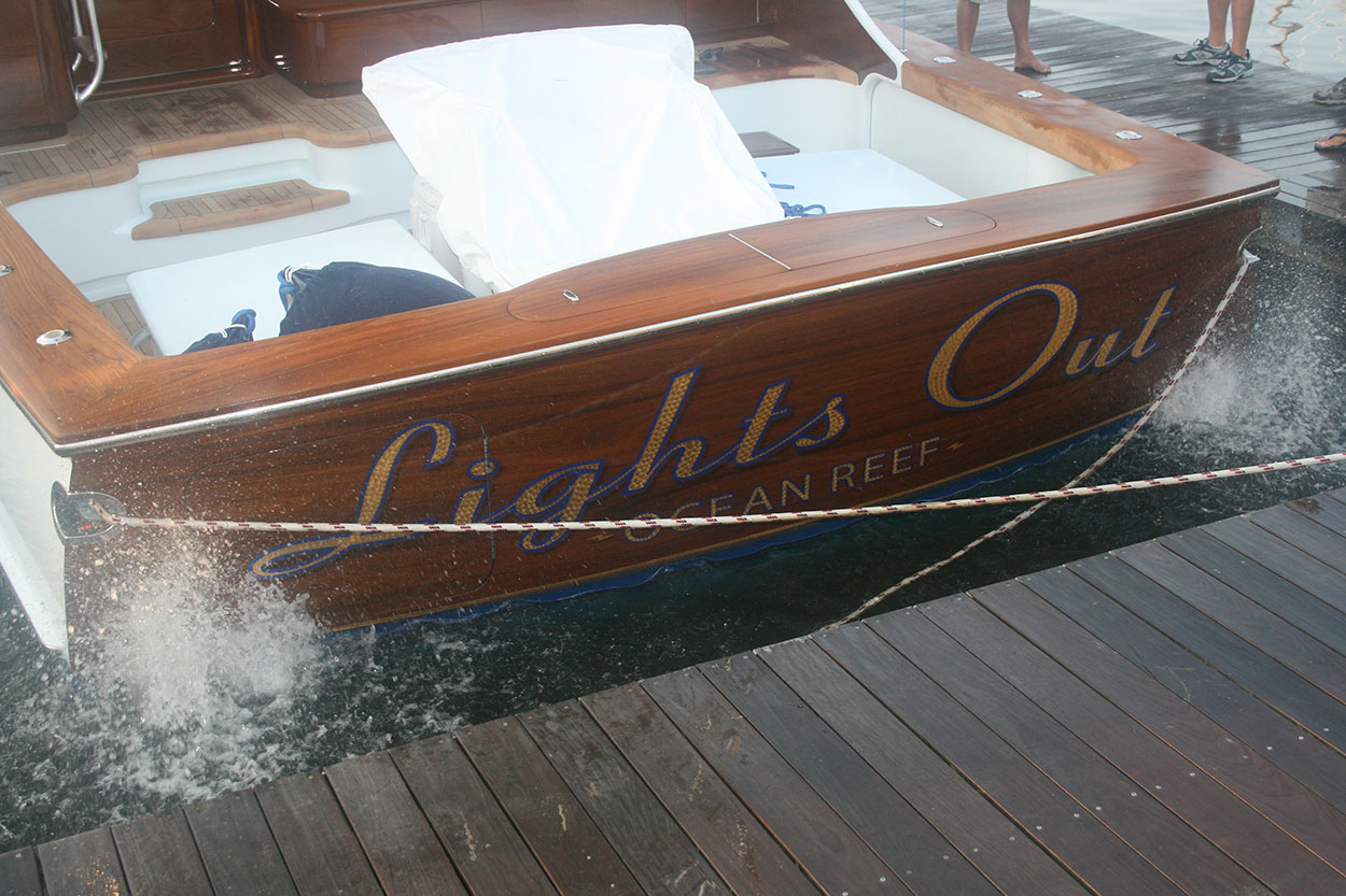 Lights Out, Ocean Reef Boat Transom BOATS TRANSOM ARTWORK PAINTING EVERETT NAUTICAL DESIGNS