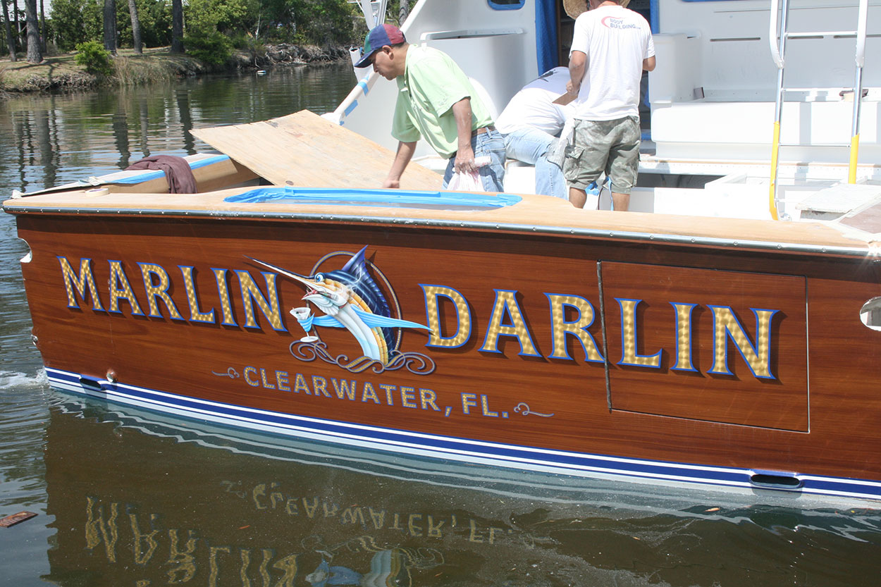 Marlin Darlin, Clearwater Florida Boat Transom BOATS TRANSOM ARTWORK