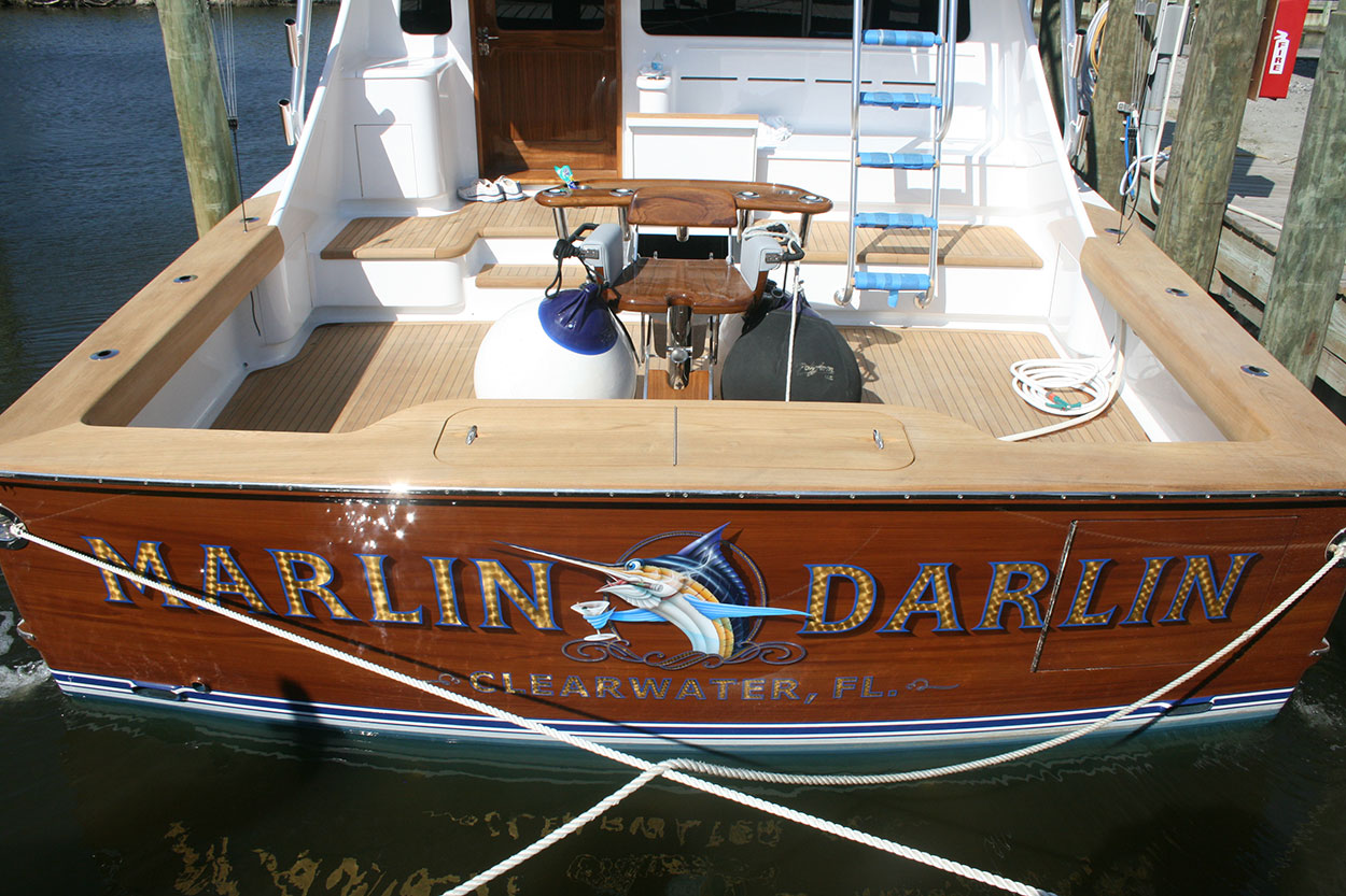 Marlin Darlin, Clearwater Florida Boat Transom BOATS TRANSOM ARTWORK