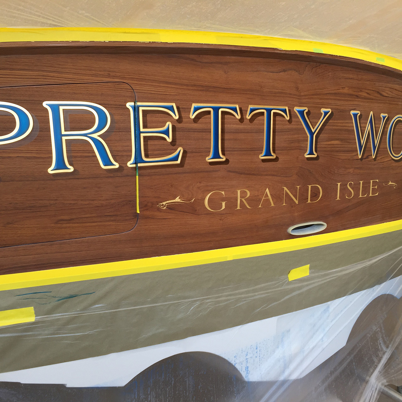 Pretty Work, Grand Isle Boat Transom BOATS TRANSOM ARTWORK PAINTING